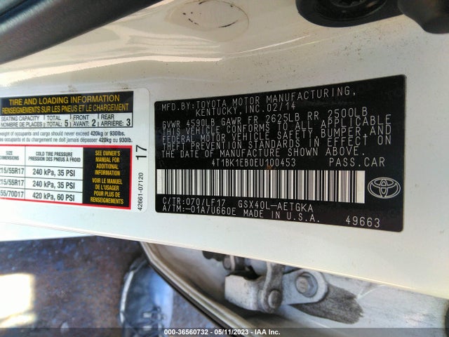 Toyota AVALON LIMITED 2014 4T1BK1EB0EU100453 Image 11