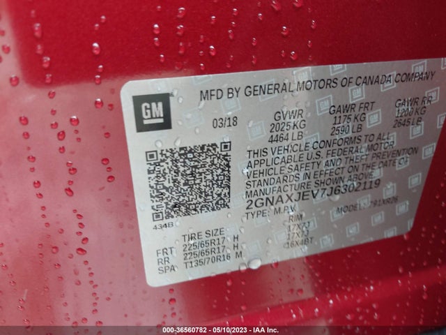 Chevrolet EQUINOX LT 2018 2GNAXJEV7J6302119 Image 9