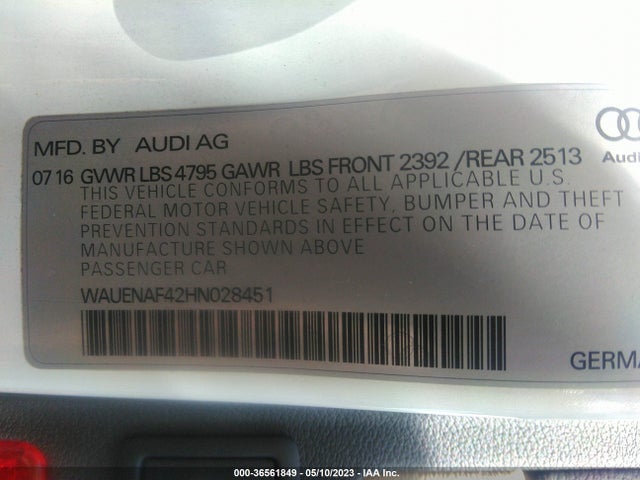 WAUENAF42HN028451 Audi A4 Premium Plus