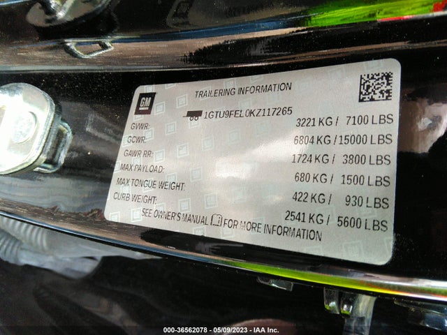 GMC Sierra 1500 Denali 2019 1GTU9FEL0KZ117265 Image 9