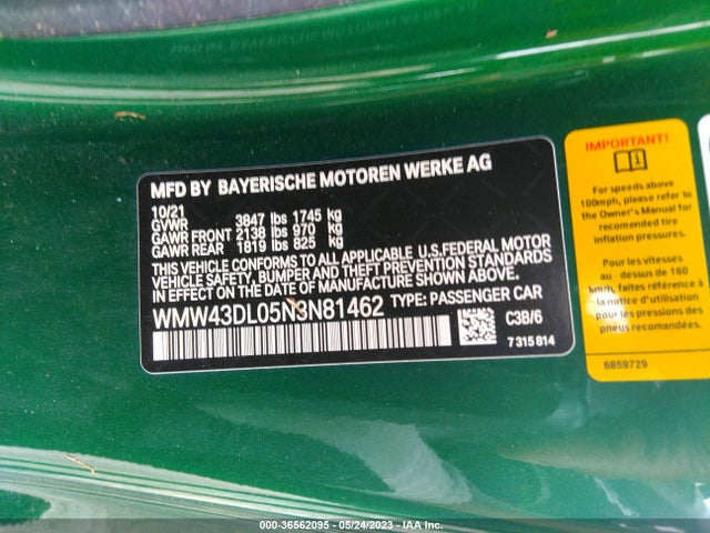 2022 Mini Roadster, VIN: WMW43DL05N3N81462