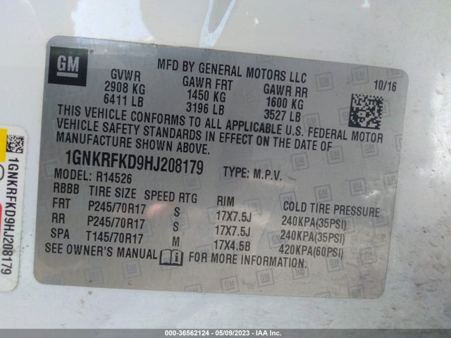 Chevrolet Traverse Ls 2017 1GNKRFKD9HJ208179 Image 10