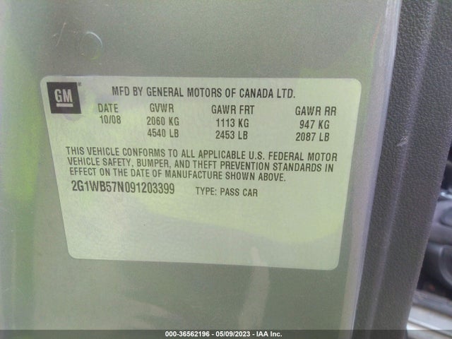 2009 CHEVROLET IMPALA LS VIN: 2G1WB57N091203399