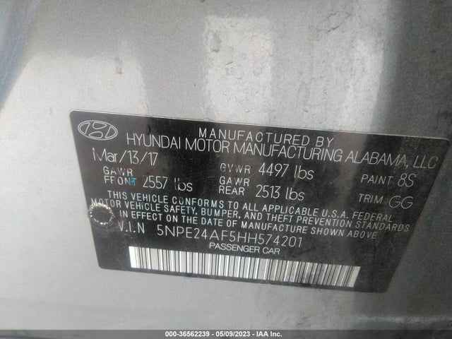 Hyundai SONATA SE 2017 5NPE24AF5HH574201 Image 9