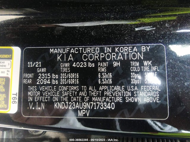 KIA SOUL LX 2022 KNDJ23AU9N7173340 Image 11