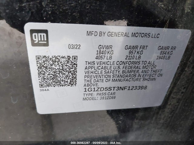 Chevrolet MALIBU LT 2022 1G1ZD5ST3NF123398 Image 9