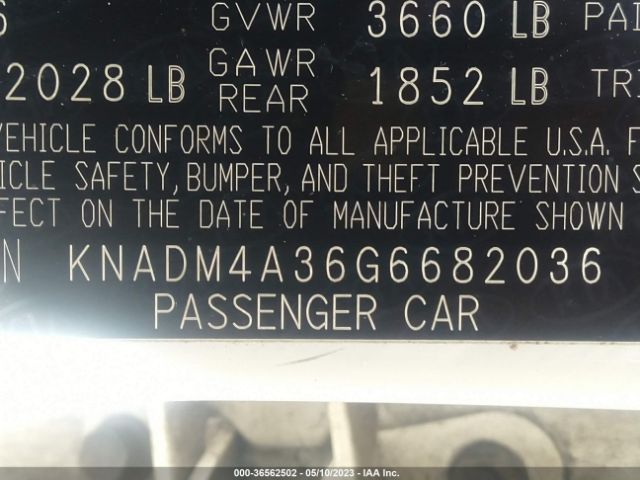 KNADM4A36G6682036 KIA RIO LX