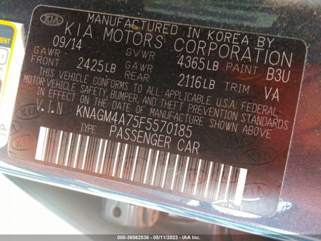 KNAGM4A75F5570185 KIA Optima Lx