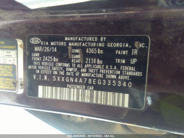 5XXGN4A78EG335340 KIA OPTIMA EX
