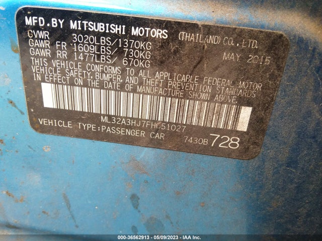 ML32A3HJ7FH051027 Mitsubishi Mirage De/rf