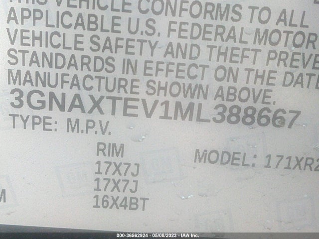 Chevrolet EQUINOX LT 2021 3GNAXTEV1ML388667 Image 9