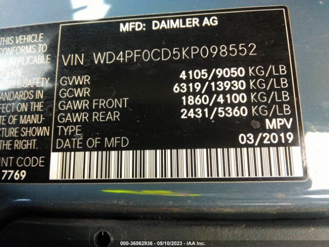 WD4PF0CD5KP098552 Mercedes-Benz SPRINTER VAN