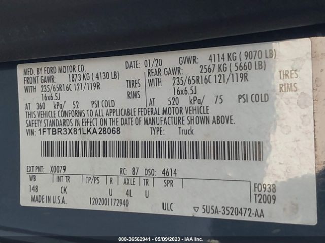 1FTBR3X81LKA28068 Ford TRANSIT CARGO VAN