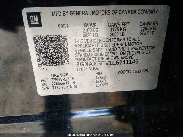 Chevrolet EQUINOX LS 2020 2GNAXSEV1L6141145 Image 9