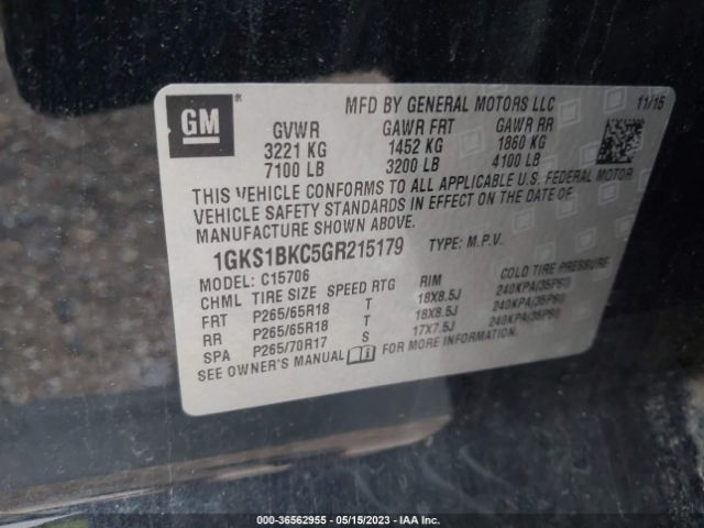 1GKS1BKC5GR215179 GMC YUKON SLT
