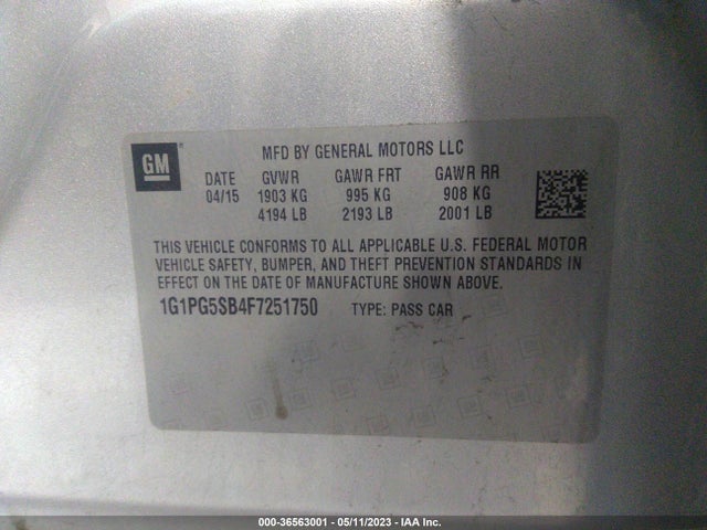 Chevrolet CRUZE LTZ 2015 1G1PG5SB4F7251750 Image 9