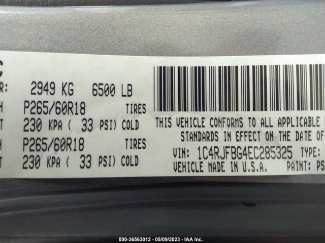 1C4RJFBG4EC285325 Jeep Grand Cherokee Limited