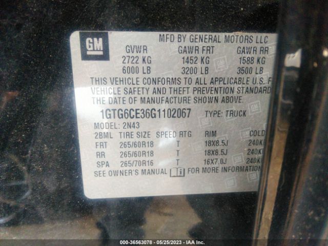 1GTG6CE36G1102067 GMC Canyon 4wd Sle