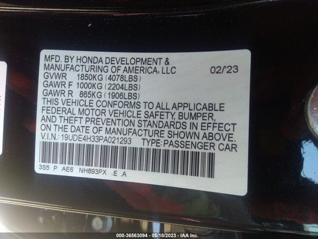 19UDE4H33PA021293 Acura Integra W/a-spec Package