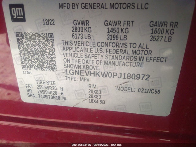 Chevrolet Traverse Lt Leather 2023 1GNEVHKW0PJ180972 Image 10