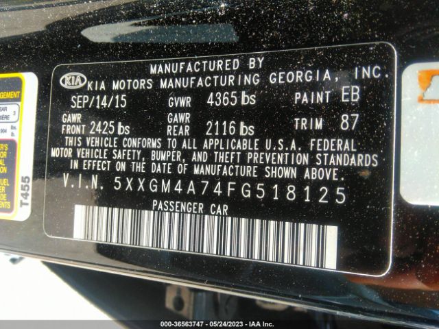 5XXGM4A74FG518125 KIA Optima Lx