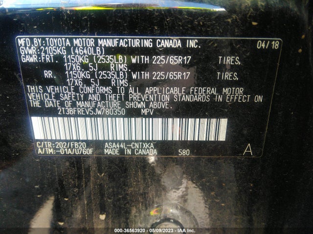 Toyota RAV4 LE 2018 2T3BFREV5JW780350 Image 10