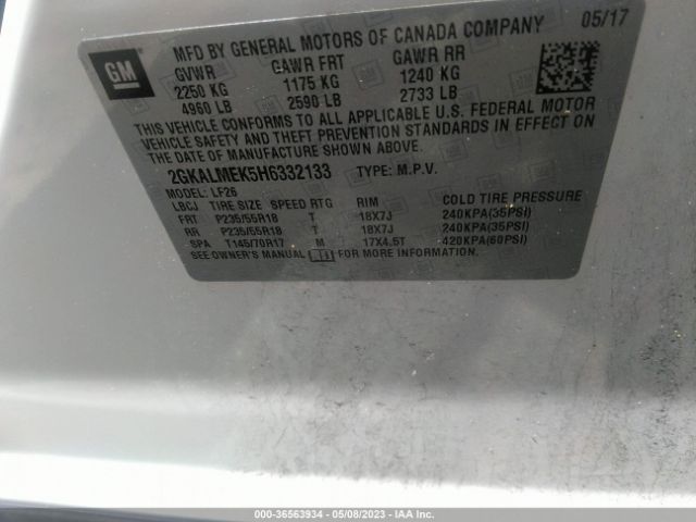 2GKALMEK5H6332133 GMC Terrain Sle