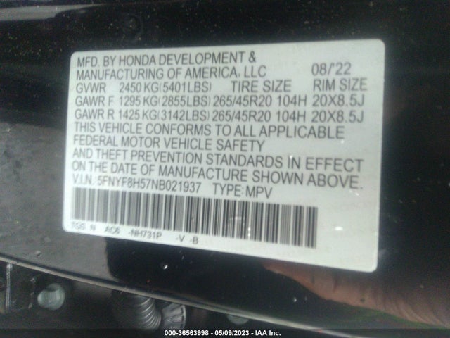 Honda Passport Ex-l 2022 5FNYF8H57NB021937 Image 9
