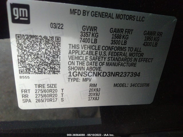 Chevrolet Tahoe Lt 2022 1GNSCNKD3NR237394 Image 9