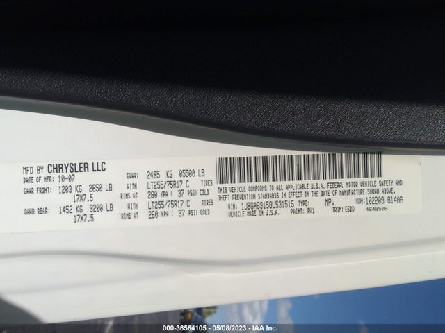 2008 JEEP WRANGLER UNLIMITED RUBICON VIN: 1J8GA69158L531515