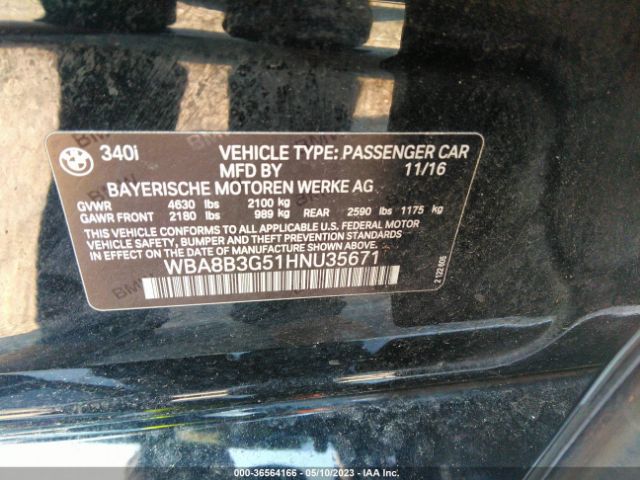 WBA8B3G51HNU35671 BMW 3 Series 340i