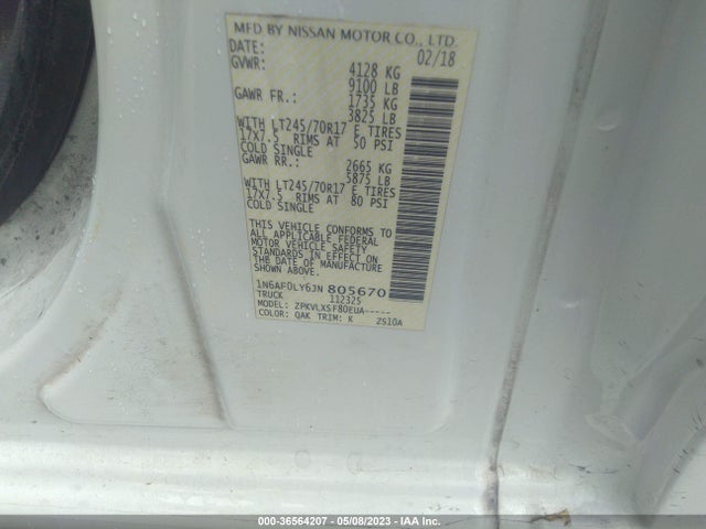 2018 Nissan NV, VIN: 1N6AF0LY6JN805670