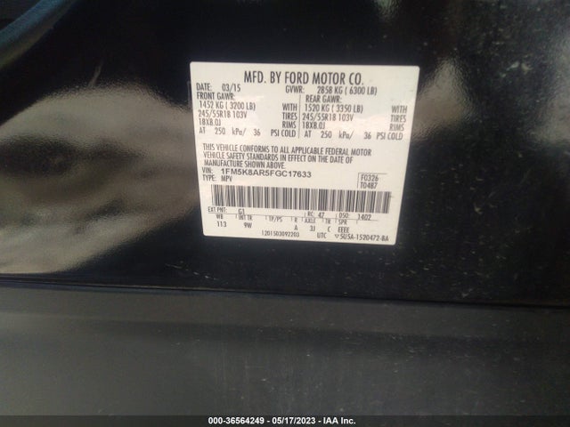 Ford UTILITY POLICE 2015 1FM5K8AR5FGC17633 Image 9