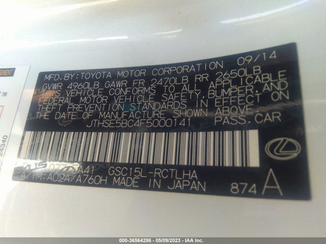 JTHSE5BC4F5000141 Lexus RC 350