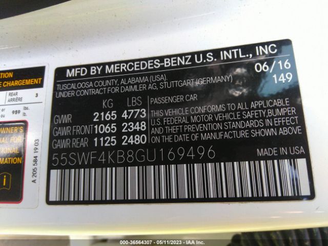 55SWF4KB8GU169496 Mercedes-Benz C-class C 300