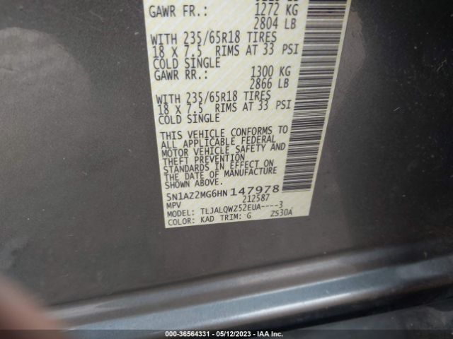 5N1AZ2MG6HN147978 Nissan MURANO SV