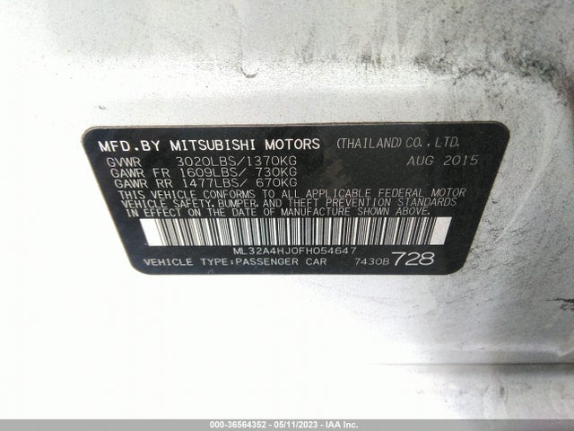 ML32A4HJ0FH054647 Mitsubishi Mirage Es/rf