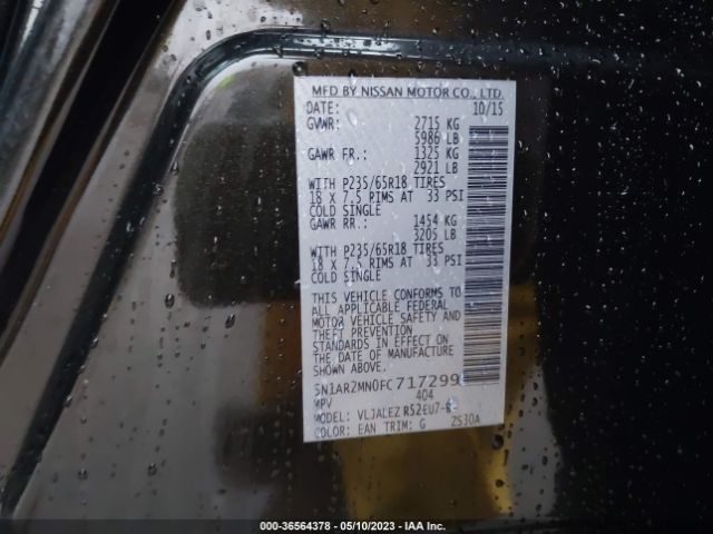 5N1AR2MN0FC717299 Nissan Pathfinder Sv