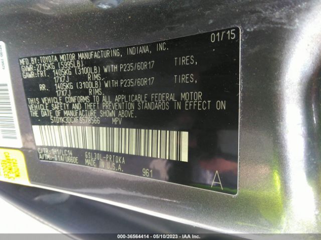 5TDYK3DCXFS578566 Toyota SIENNA XLE