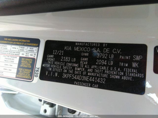 3KPF54AD3NE441432 KIA Forte Gt-line