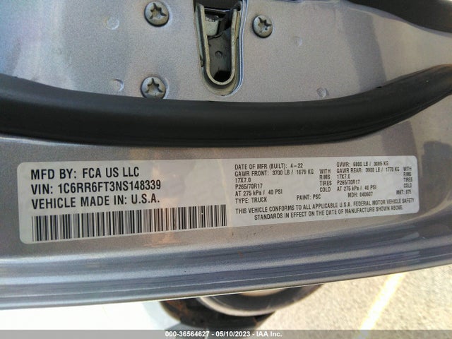1C6RR6FT3NS148339 RAM 1500 Classic Tradesman
