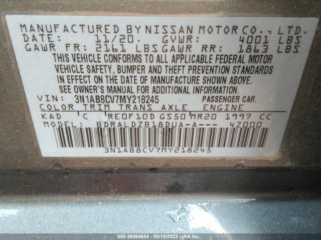 2021 NISSAN SENTRA SV VIN: 3N1AB8CV7MY218245