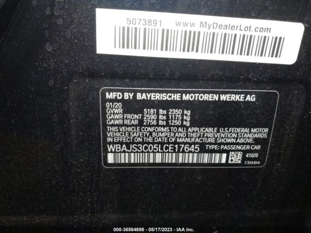 WBAJS3C05LCE17645 BMW 5 Series 540i Xdrive