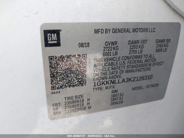 1GKKNLLA3KZ126310 GMC ACADIA SLE