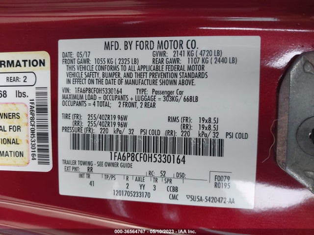 Ford MUSTANG GT 2017 1FA6P8CF0H5330164 Image 10