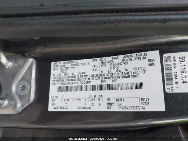 Ford ESCAPE SE 2015 1FMCU0GX5FUB20880 Image 10