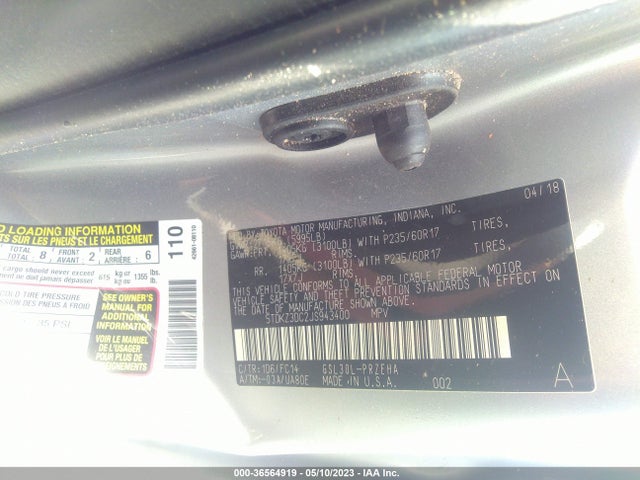 Toyota SIENNA LE 2018 5TDKZ3DC2JS943400 Image 9