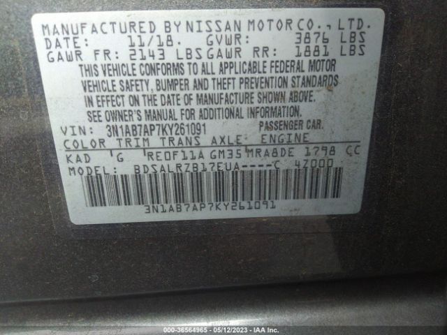3N1AB7AP7KY261091 Nissan SENTRA SR