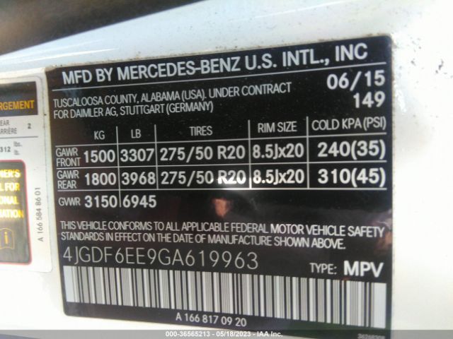 4JGDF6EE9GA619963 Mercedes-Benz Gl Gl 450