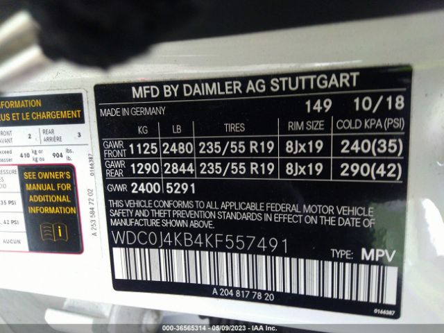 WDC0J4KB4KF557491 Mercedes-Benz Glc Glc 300